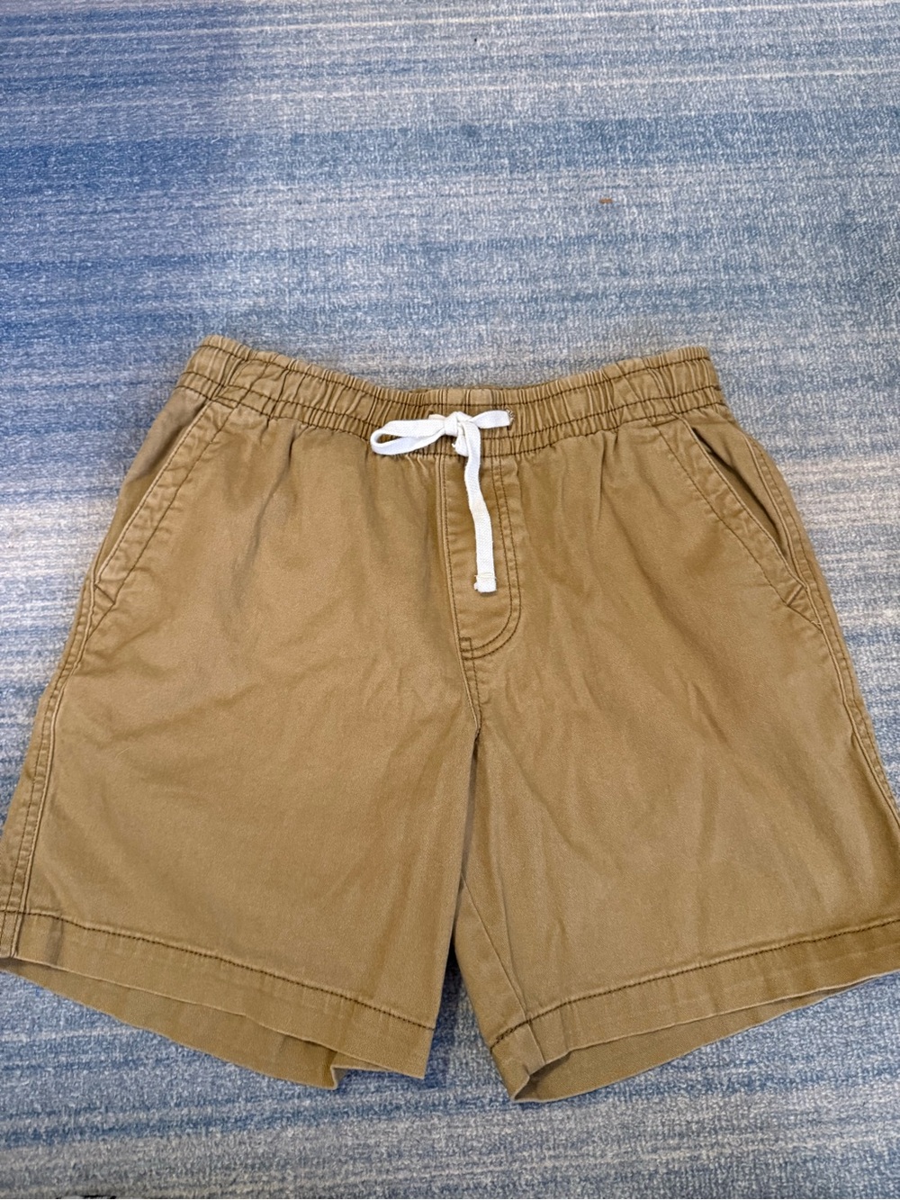 Plugg Men's Tan Elastic Waist Flat Front Shorts with Drawstring
